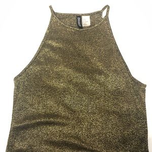 H&M Metallic Sheer Crop top Sz S